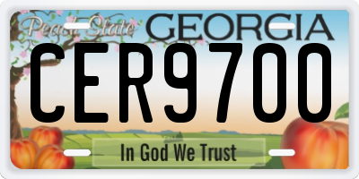 GA license plate CER9700