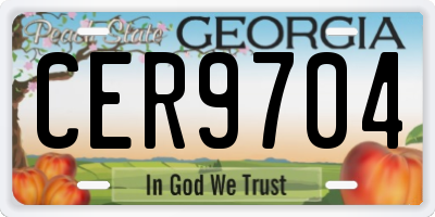 GA license plate CER9704