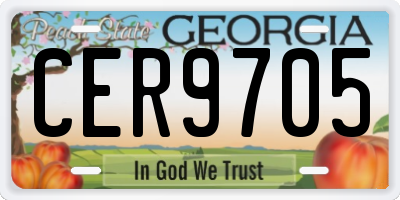 GA license plate CER9705