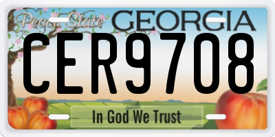 GA license plate CER9708