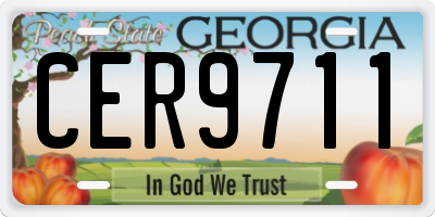 GA license plate CER9711