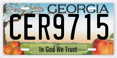 GA license plate CER9715