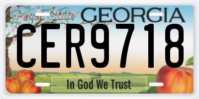 GA license plate CER9718