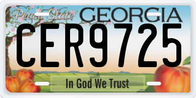 GA license plate CER9725