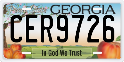 GA license plate CER9726