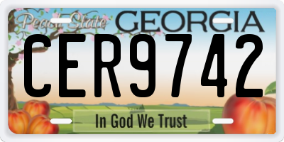GA license plate CER9742