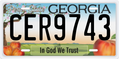 GA license plate CER9743