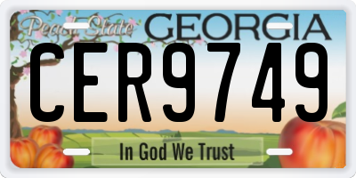 GA license plate CER9749