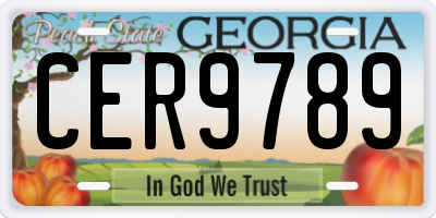 GA license plate CER9789