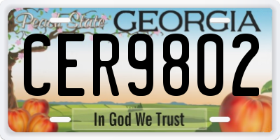 GA license plate CER9802