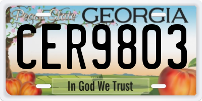 GA license plate CER9803