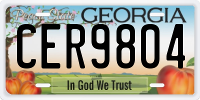 GA license plate CER9804