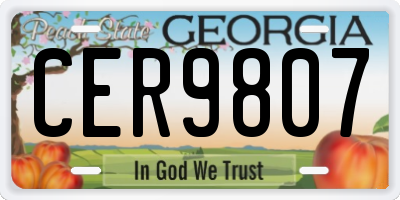 GA license plate CER9807