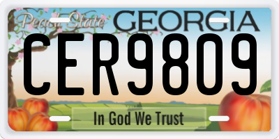 GA license plate CER9809