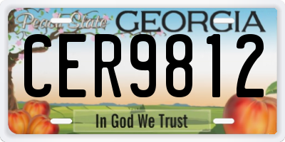 GA license plate CER9812