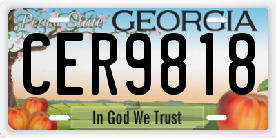 GA license plate CER9818