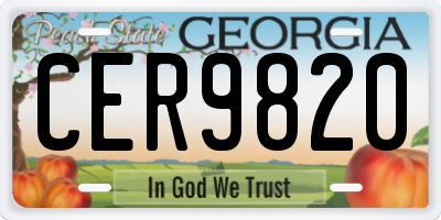 GA license plate CER9820