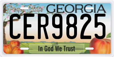 GA license plate CER9825