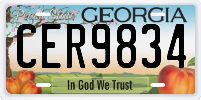 GA license plate CER9834