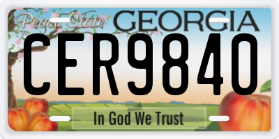 GA license plate CER9840