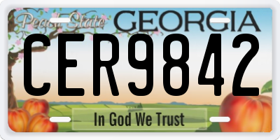 GA license plate CER9842
