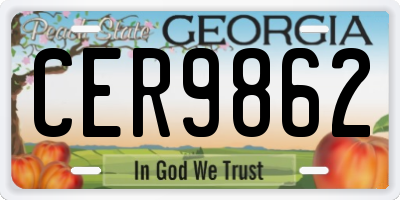 GA license plate CER9862