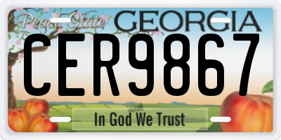 GA license plate CER9867
