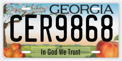 GA license plate CER9868
