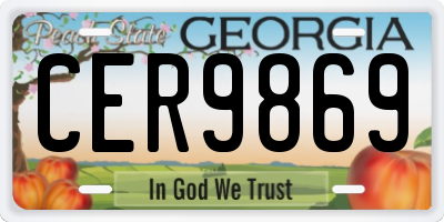 GA license plate CER9869