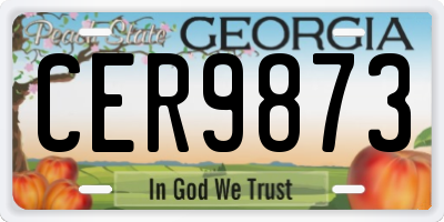 GA license plate CER9873
