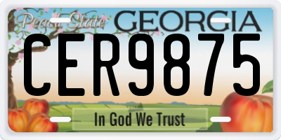 GA license plate CER9875