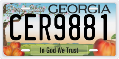 GA license plate CER9881