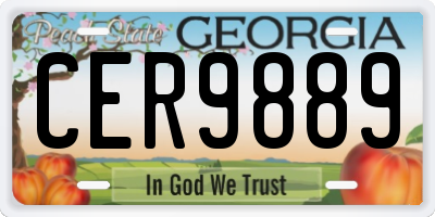 GA license plate CER9889