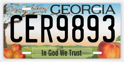 GA license plate CER9893