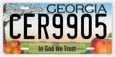 GA license plate CER9905