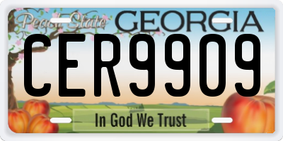GA license plate CER9909