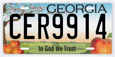GA license plate CER9914
