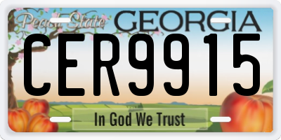 GA license plate CER9915