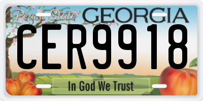 GA license plate CER9918