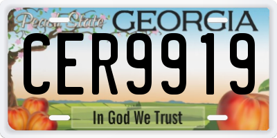 GA license plate CER9919