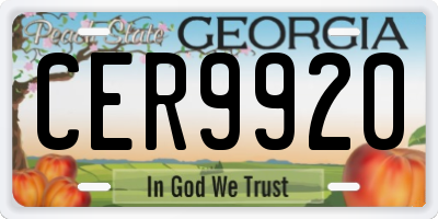 GA license plate CER9920