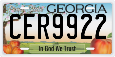 GA license plate CER9922