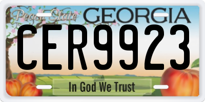 GA license plate CER9923