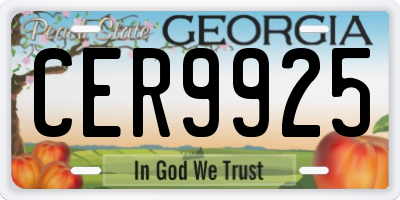 GA license plate CER9925