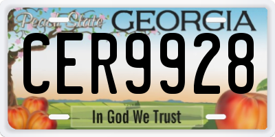 GA license plate CER9928