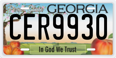GA license plate CER9930