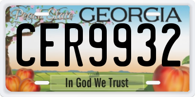 GA license plate CER9932
