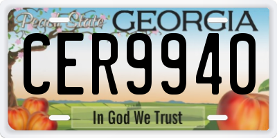 GA license plate CER9940