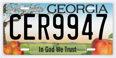 GA license plate CER9947