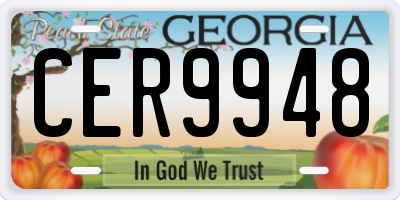 GA license plate CER9948